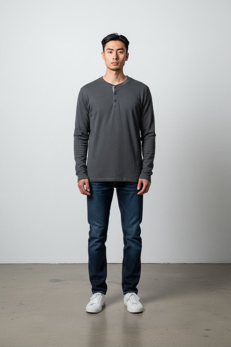 Free Fly Bamboo Henley Long Sleeve Gray Performance Shirt Size L
